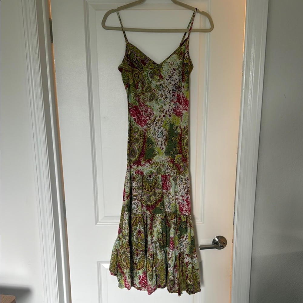 Zara Green Maxi Slip Dress Sleeveless Spaghetti Strap